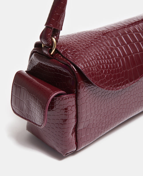Sac effet croco verni avec poignée et bandoulière - PIMKIE - 3