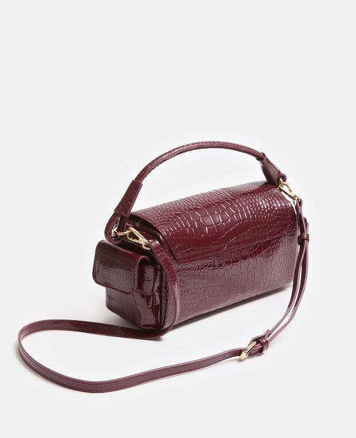 Sac effet croco verni avec poignée et bandoulière - PIMKIE - 5