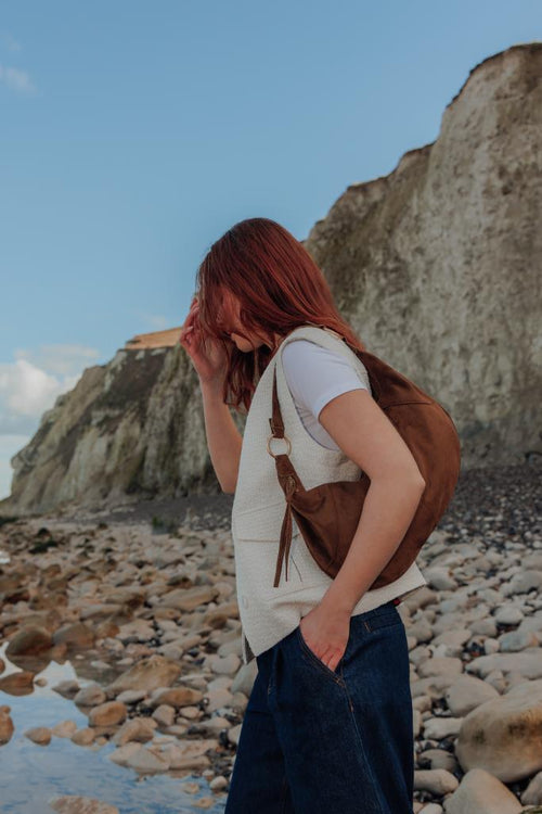Sac demi-lune en suédine souple porté épaule - PIMKIE - 1
