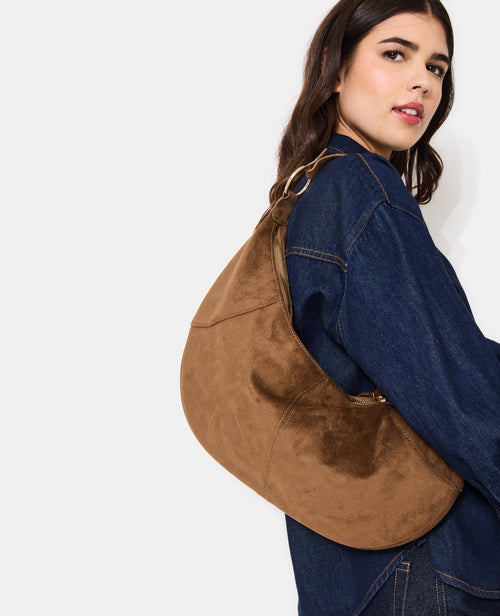 Sac demi-lune en suédine souple porté épaule - PIMKIE - 2