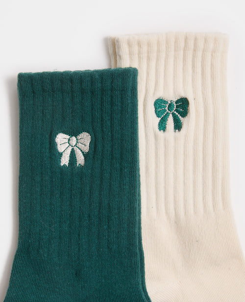 Lot de 2 paires de chaussettes avec nœuds brodés - PIMKIE - 3