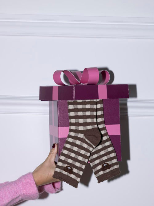 Paire de chaussettes à carreaux avec ourson - PIMKIE - 1