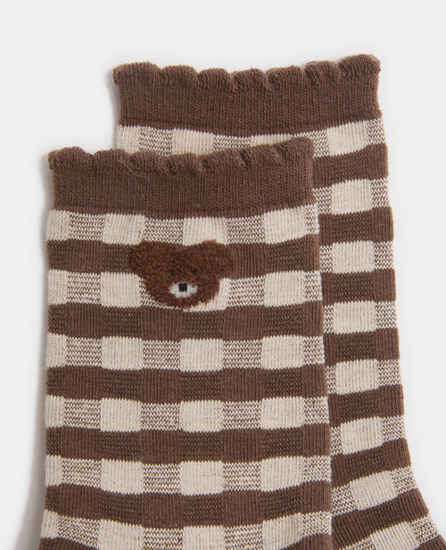 Paire de chaussettes à carreaux avec ourson - PIMKIE - 3