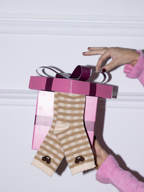 Paire de chaussettes à carreaux avec ourson - PIMKIE - 1