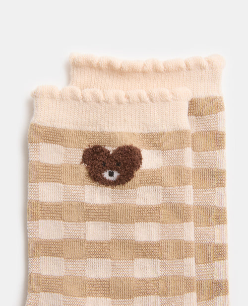 Paire de chaussettes à carreaux avec ourson - PIMKIE - 3