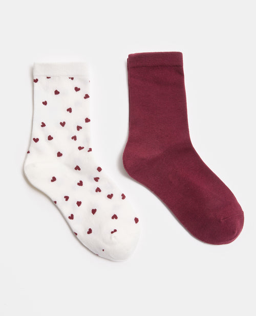 Lot de 2 paires de chaussettes avec cœurs - PIMKIE - 1