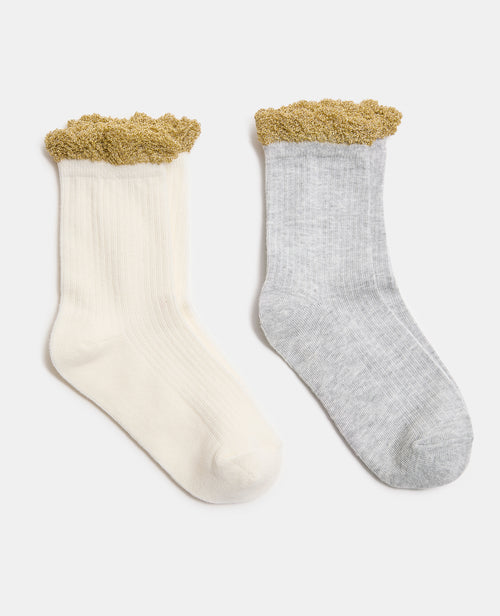 Lot de 2 paires de chaussettes avec volants lurex - PIMKIE - 1