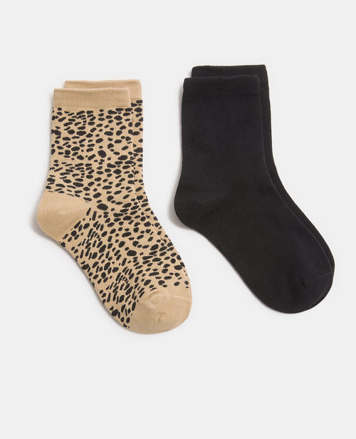 Lot de 2 paires de chaussettes motif léopard - PIMKIE - 1
