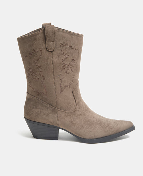 Santiags en suédine avec broderies western - PIMKIE - 1