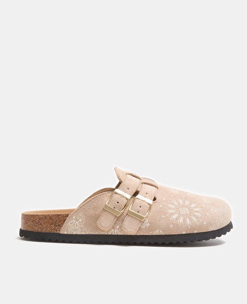 Mules sabots en suédine avec motifs esprit bandana - PIMKIE - 1