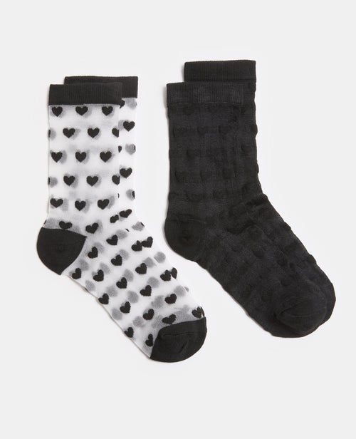 Lot de 2 paires de chaussettes transparentes cœurs - PIMKIE - 1