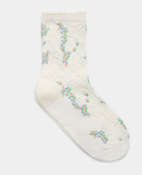 Paire de chaussettes avec fleurs et maille fantaisie - PIMKIE - 1