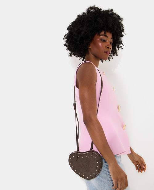Sac forme cœur en suédine avec clous - PIMKIE - 2
