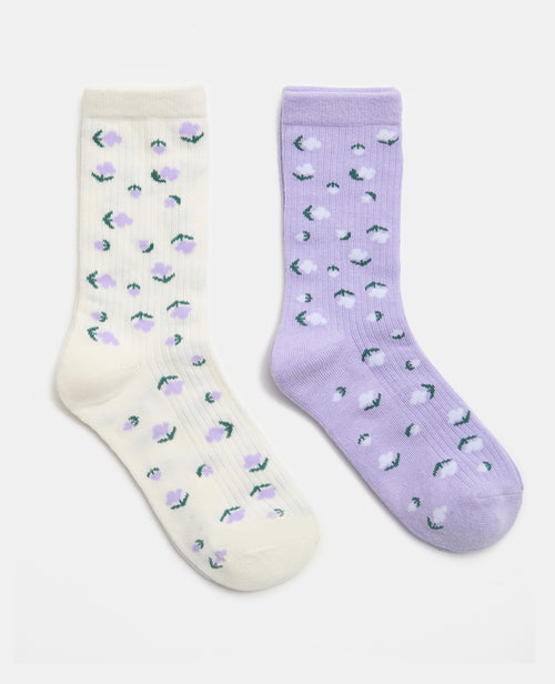 Lot de 2 paires de chaussettes avec fleurs - PIMKIE - 1