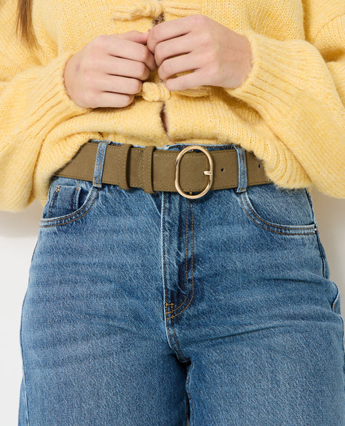 Ceinture large aspect suédine avec boucle ovale - PIMKIE - 2