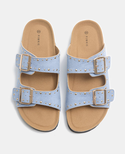 Mules 2 brides en suédine avec clous - PIMKIE - 2