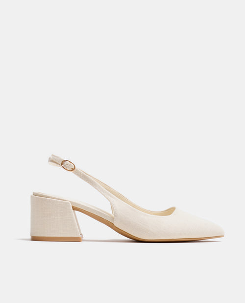 Sandales tissu avec bouts pointus et talons bloc - PIMKIE - 1