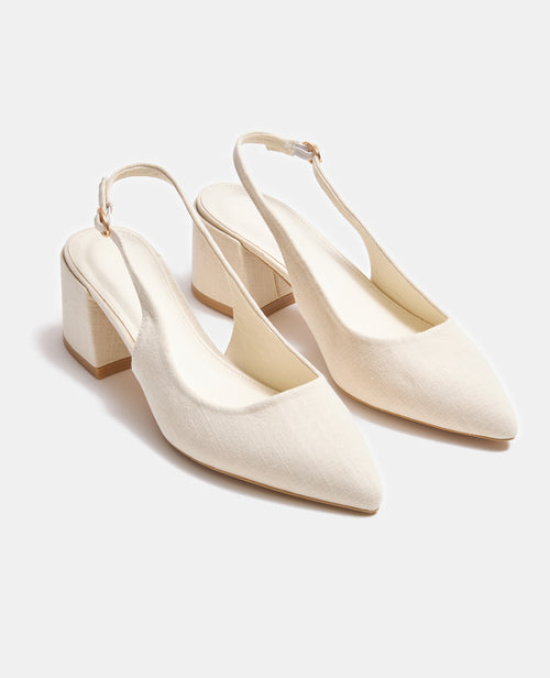 Sandales tissu avec bouts pointus et talons bloc - PIMKIE - 2