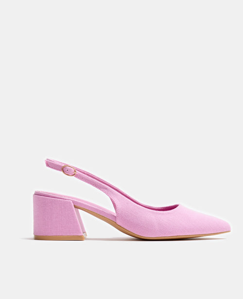 Sandales tissu avec bouts pointus et talons bloc - PIMKIE - 1
