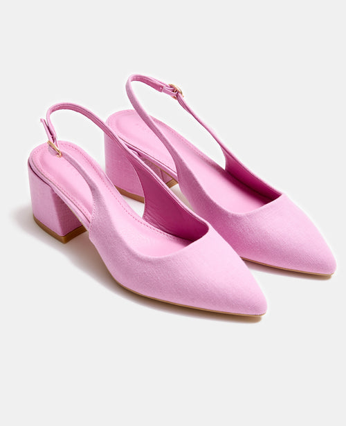 Sandales tissu avec bouts pointus et talons bloc - PIMKIE - 2