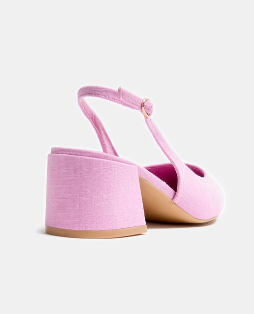 Sandales tissu avec bouts pointus et talons bloc - PIMKIE - 4