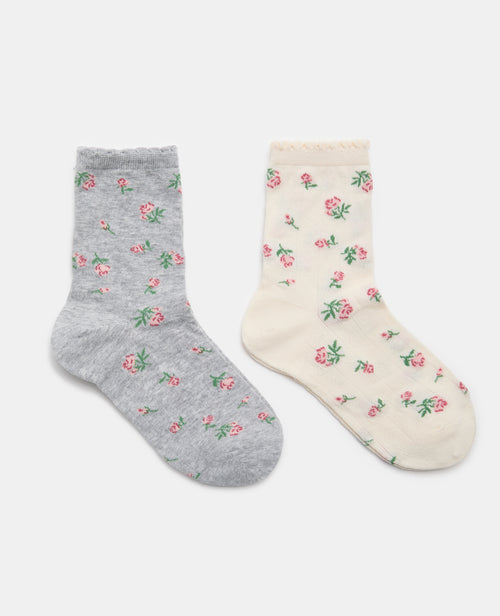Lot de 2 paires de chaussettes avec fleurs - PIMKIE - 1