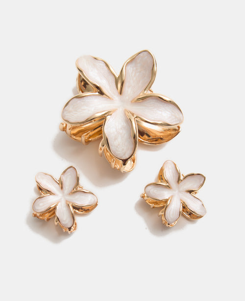 Lot de 3 pinces fleur de tiaré effet nacre - PIMKIE - 1