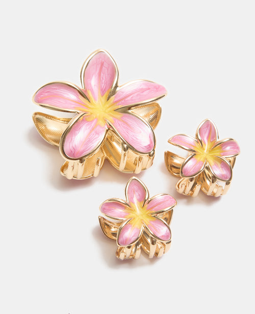 Lot de 3 pinces fleur de tiaré effet nacre - PIMKIE - 1