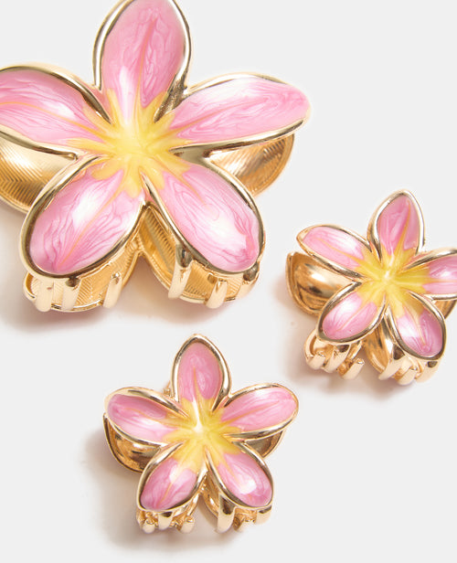 Lot de 3 pinces fleur de tiaré effet nacre - PIMKIE - 3