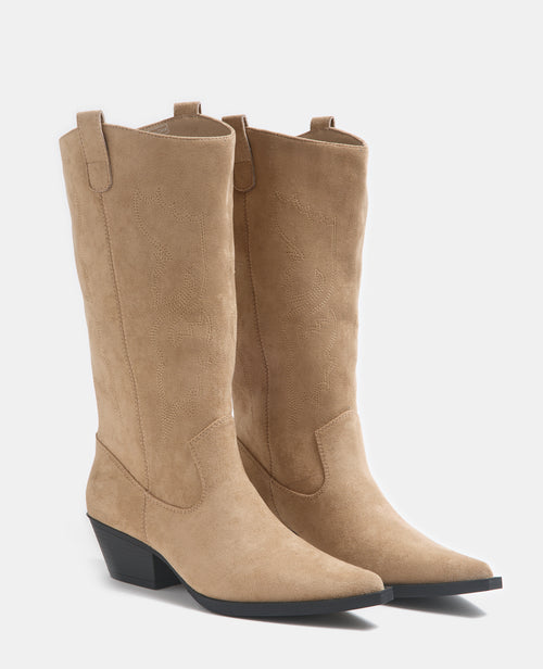 Bottes santiags en suédine talons bizeautés - PIMKIE - 2