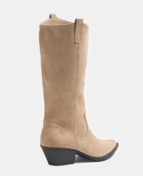 Bottes santiags en suédine talons bizeautés - PIMKIE - 3