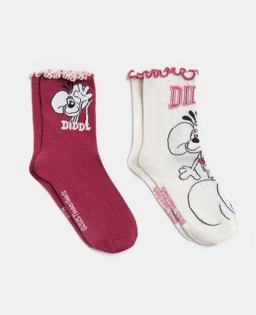 Lot de 2 paires de chaussettes Diddl bords ondulés - PIMKIE - 1