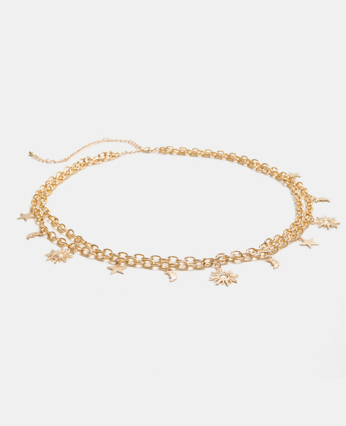 Ceinture chaîne double rangée avec lunes, étoiles et soleils - PIMKIE - 1