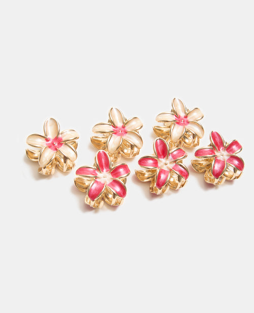 Lot de 6 petites pinces crocodiles fleur de tiaré - PIMKIE - 1