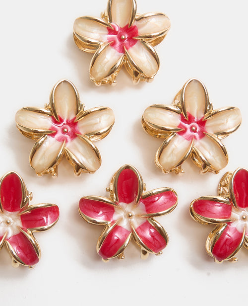 Lot de 6 petites pinces crocodiles fleur de tiaré - PIMKIE - 4