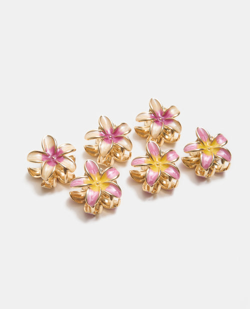Lot de 6 petites pinces crocodiles fleur de tiaré - PIMKIE - 1