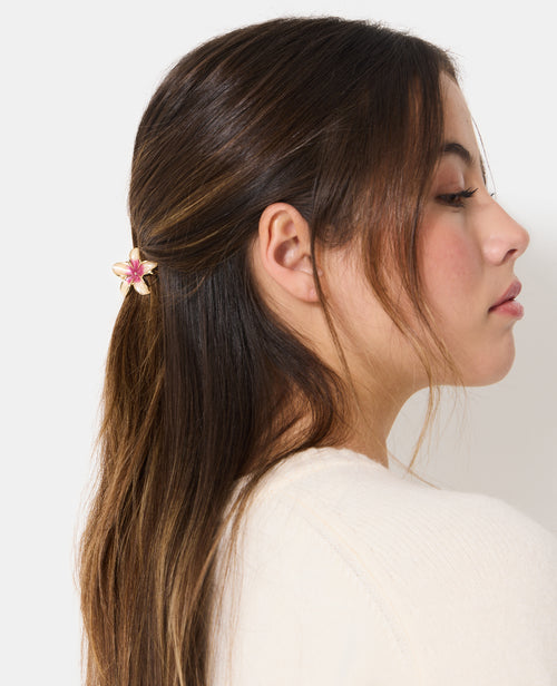 Lot de 6 petites pinces crocodiles fleur de tiaré - PIMKIE - 2