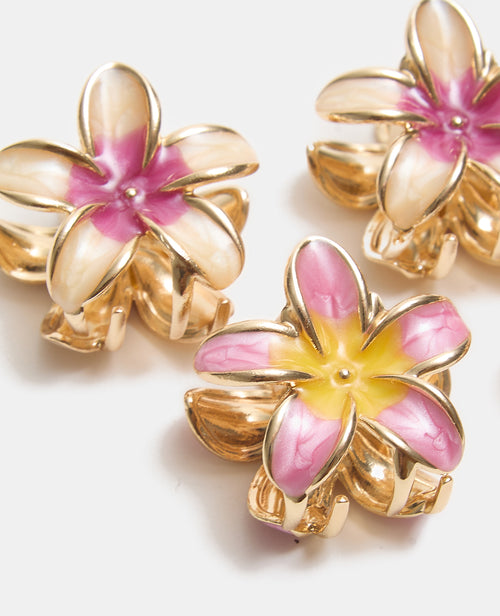 Lot de 6 petites pinces crocodiles fleur de tiaré - PIMKIE - 3