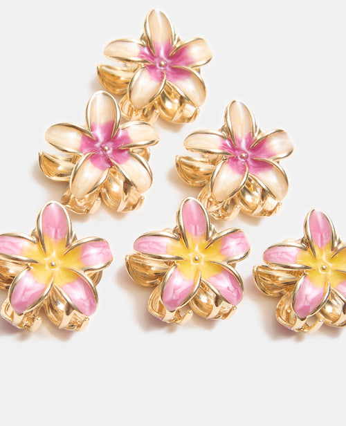 Lot de 6 petites pinces crocodiles fleur de tiaré - PIMKIE - 4