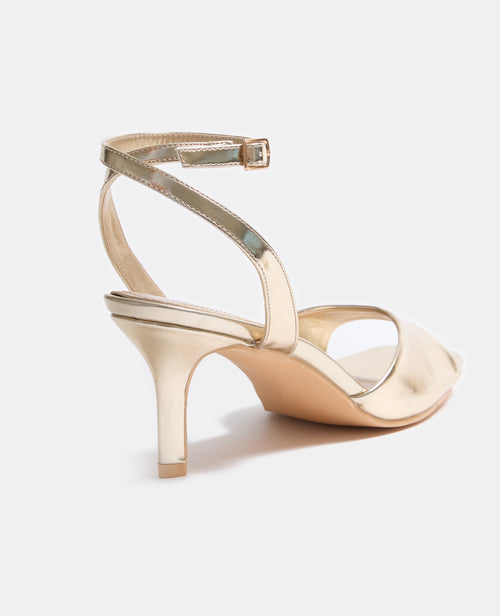 Paire de sandales à talon en simili doré - PIMKIE - 3