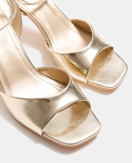 Paire de sandales à talon en simili doré - PIMKIE - 4