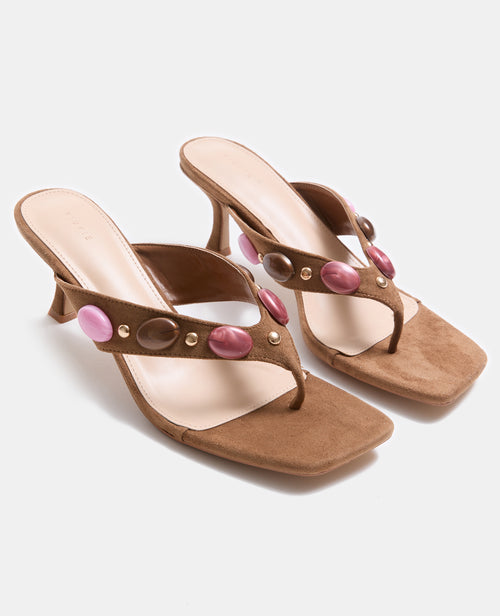 Paire de tongs à talon avec perles effet pierres - PIMKIE - 2