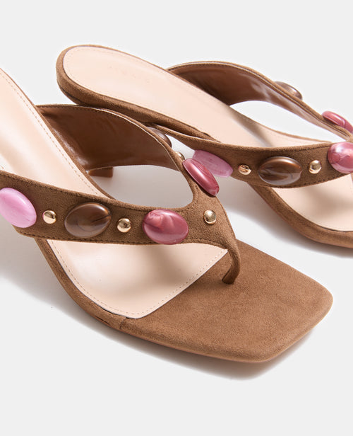 Paire de tongs à talon avec perles effet pierres - PIMKIE - 4