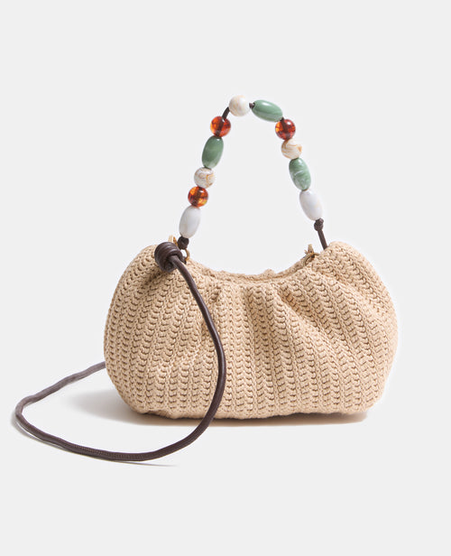 Sac en raphia avec poignée perles et bandoulière - PIMKIE - 1