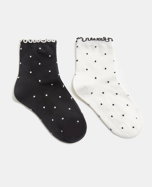 Lot de 2 paires de chaussettes à pois avec froufous - PIMKIE - 1