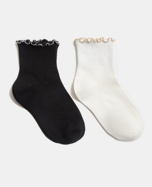 Lot de 2 paires de chaussettes avec froufrous lurex - PIMKIE - 1