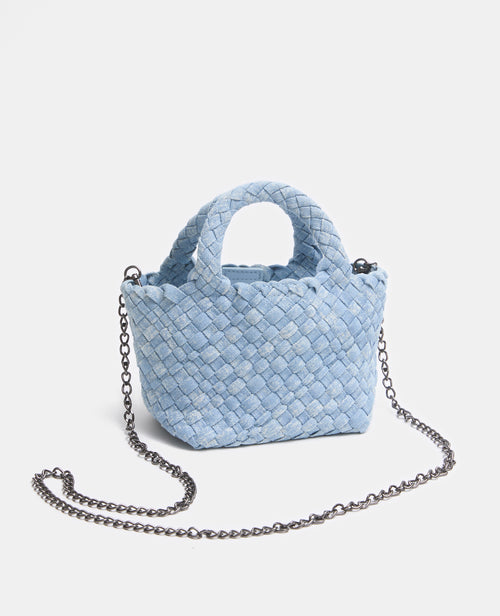 Mini-sac en jean tressé avec poignées et chaîne - PIMKIE - 1