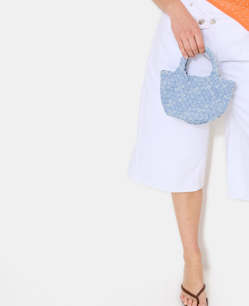 Mini-sac en jean tressé avec poignées et chaîne - PIMKIE - 2