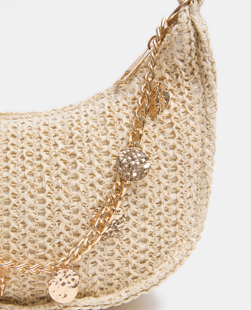 Sac en raphia avec bandoulière chaîne et pastilles - PIMKIE - 3