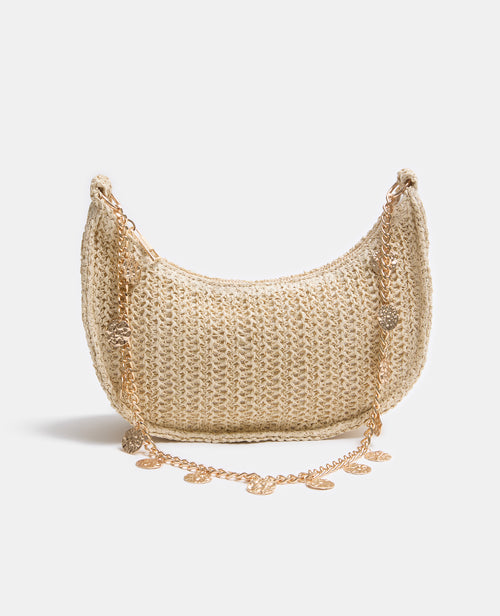 Sac en raphia avec bandoulière chaîne et pastilles - PIMKIE - 5
